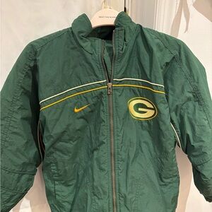 Vintage Nike Green and Yellow Packers Puffer Jacket